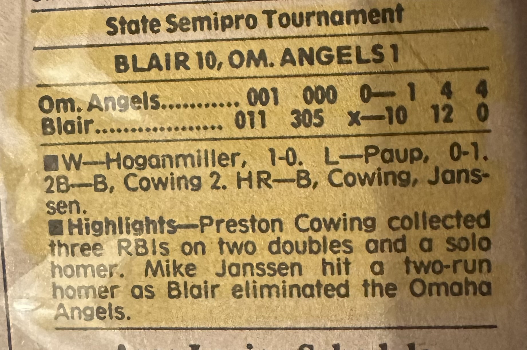 Semi-Pro Baseball Rob Hogenmiller